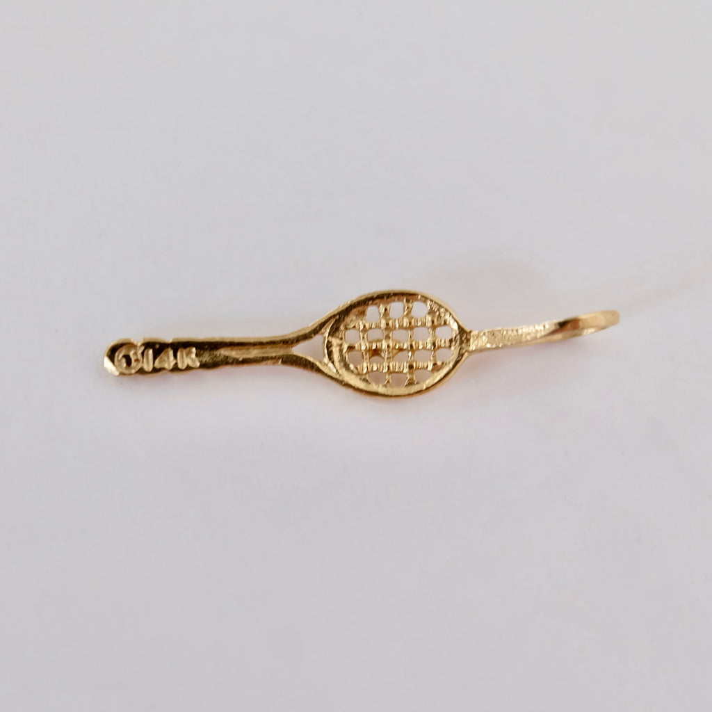Vintage Tennis Racquet Charm 14K Gold