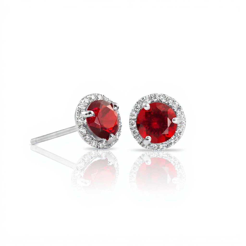Endless Love Collection 14K gold w/ Diamond Halo Earrings<br>Portuguese Cut • 5.5mm