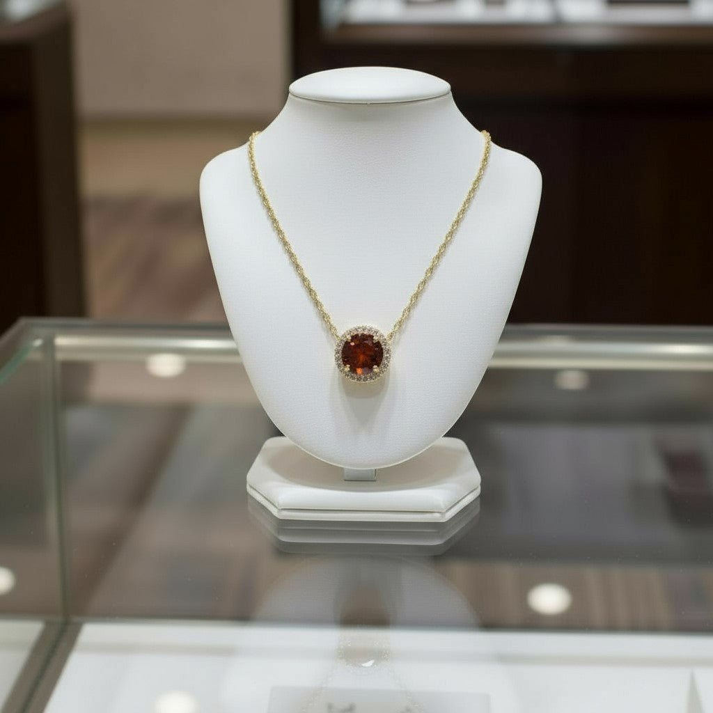 Endless Love Collection 14k Gold w/ Diamond Halo Pendant<br>Portuguese Cut • 5.5mm w/chain