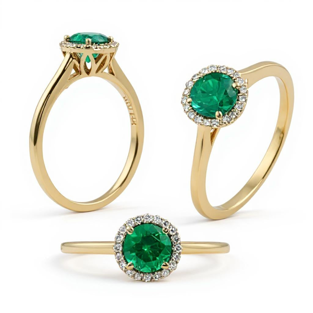 Endless Love Collection 14k gold w/ Diamond Halo Ring<br>Portuguese Cut • 5.5mm