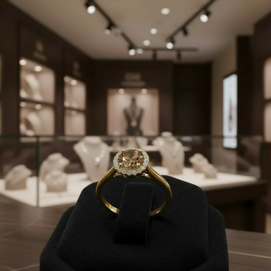 Endless Love Collection 14k gold w/ Diamond Halo Ring<br>Portuguese Cut • 5.5mm