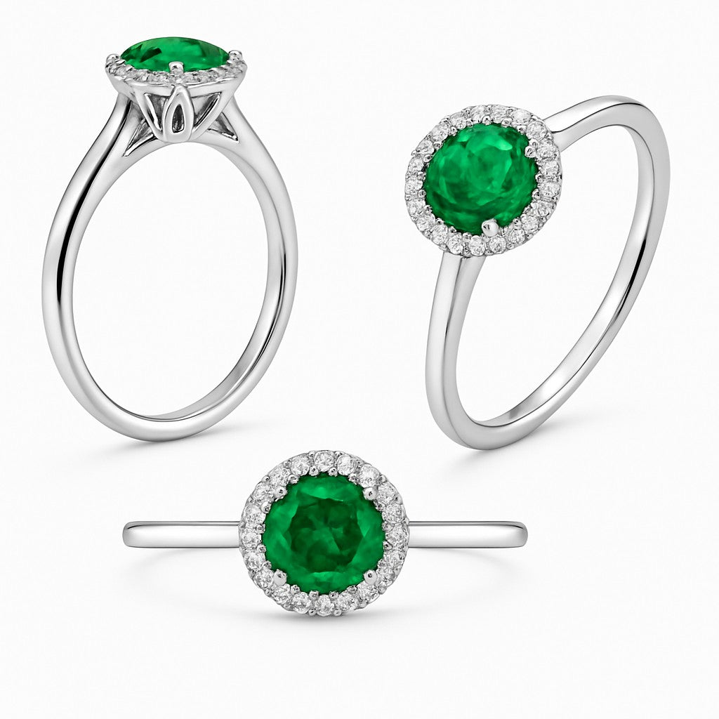 Endless Love Collection 14k gold w/ Diamond Halo Ring<br>Portuguese Cut • 5.5mm
