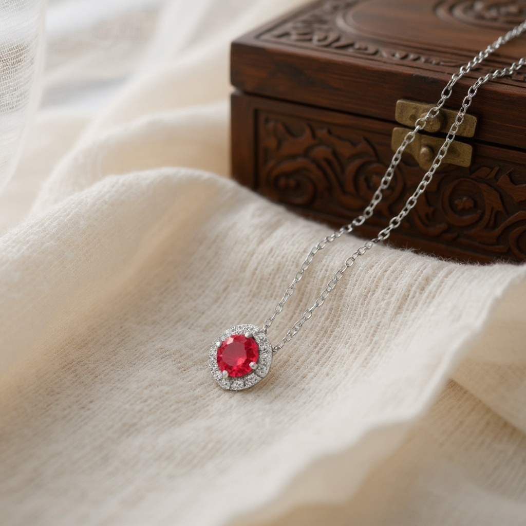 Endless Love Collection 14k Gold w/ Diamond Halo Pendant<br>Portuguese Cut • 5.5mm w/chain