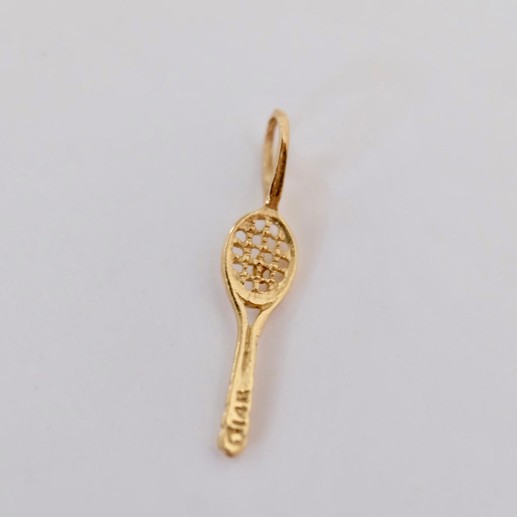 Vintage Tennis Racquet Charm 14K Gold